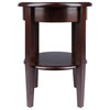 Winsome Concord Round Transitional Solid Wood End Table with 1-Drawer in Walnut