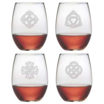 Celtics 4-Piece Stemless Wine Glass Set