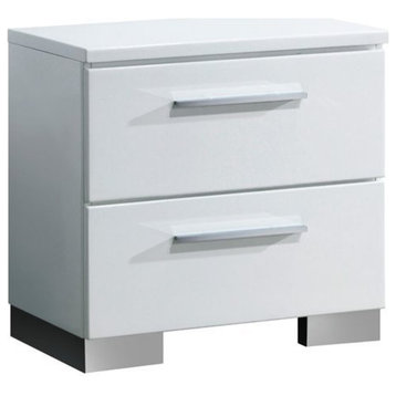 Furniture of America Rayland Solid Wood 2-Drawer Nightstand in Glossy White