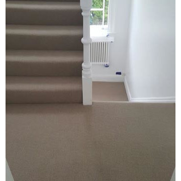 Brown Carpet Installation to Stairs