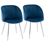 LumiSource - Fran Chair, Set of 2, Chrome, Blue Velvet - Surround your dining table with the beauty of the Fran Dining Chair. Featuring a sophisticated velvet upholstery that will tie in perfectly with your contemporary decor, this ultra comfortable padded bucket seat is complemented by tapered legs. Available in a variety of color combinations, choose the color that ties in with your decor!