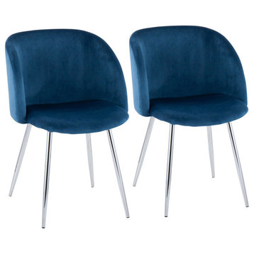 Fran Chair, Set of 2, Chrome, Blue Velvet
