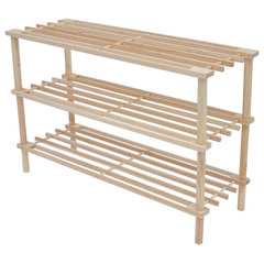 Oceanstar 3 Tier Brown Wood Shoe Rack - Holds 12 Pairs of Shoes -  Freestanding & Stackable - Carbonized Bamboo Finish