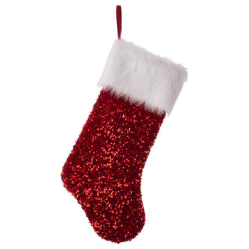 21"L Red Sequin Christmas Stocking