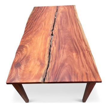 Custom African Mahogany Dining Table and 2 Benches