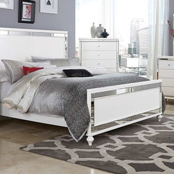 HOMELEGANCE 4P 1845-1 CONTEMPORARY BRIGHT WHITE WOOD QUEEN BEDROOM SET - Bedroom Furniture Sets