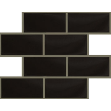 3"x6" Crystal Glass Tile, Set of 32 (4 sq ft), Black