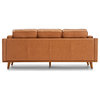 Valencia Artisan 87.8" Wide Three Seats Full Top Grain Leather Sofa Cognac Color