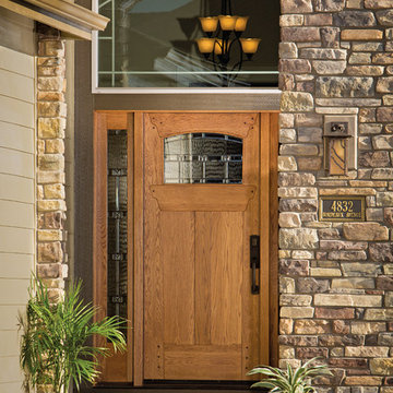 Rogue Valley Entry Doors - Groved panels and textured glass entry and sitelites