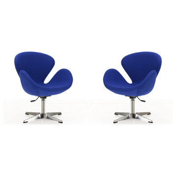 Raspberry Adjustable Swivel Chair, Blue and Polished Chrome, Set of 2