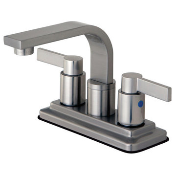 Kingston Brass 4" Centerset Bathroom Faucet With Push Pop-Up, Brushed Nickel