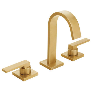 Lura Widespread Bathroom Faucet, Lever Handles and Push-Pop Drain, Satin Brass