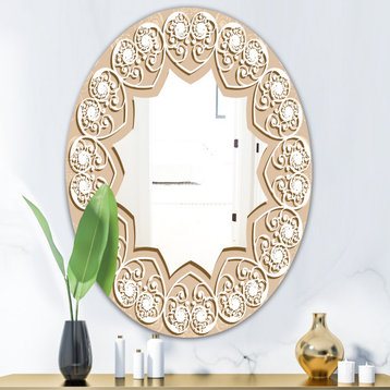 Designart Baby Pink And White Hearts Glam Oval Or Round Wall Mirror, 24x36