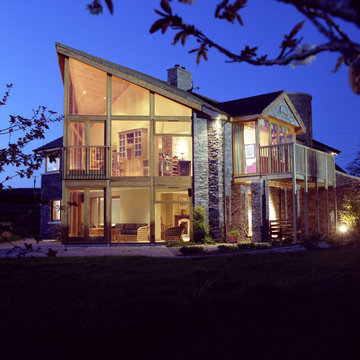Transformation of 1960's Style Suburban Home into a Contemporary Lakeside Lodge