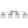 Trilluminate 4-Light Chrome Finish White Opal Glass Bath Vanity Wall Fixture 32"