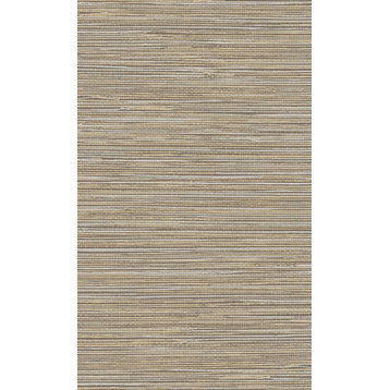 Grasscloth Style Print Textured Wallpaper, Grey/Beige, Double Roll