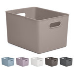 Superio - Superio Ribbed Storage Bin, Plastic Storage Basket, Taupe, 22 L - Organizing your space with these colorful storage bins, from baby clothes to living room extra organization, keep your surroundings neat and tidy. The storage basket comprises thick plastic with a built-in handle with a ribbed design and solid construction, ideal for organizing closet and pantry items.