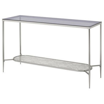Sofa Table With Textured Obround Shelf, Silver