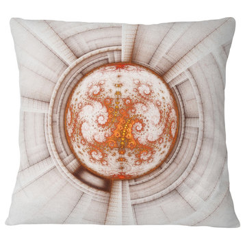 Rounded Brown Fractal Flower Abstract Throw Pillow, 18"x18"