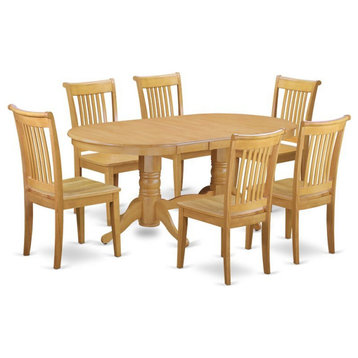 East West Furniture Vancouver 7-piece Wood Dining Set in Oak
