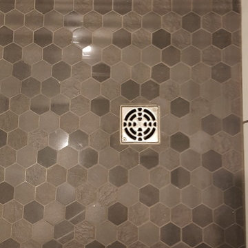 Bathroom remodel with custom tiled shower
