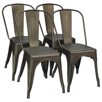Costway Set of 4 Dining Side Chair Stackable Bistro Cafe Metal Stool Gun