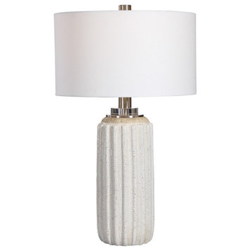Uttermost Azariah White Crackle Table Lamp, Brushed Nickel/Crystal, 28431