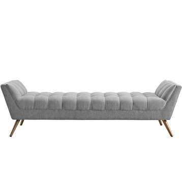 Modern Contemporary Fabric Bench , Gray, Fabric