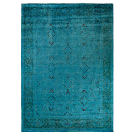 Vibrance, One-of-a-Kind Hand-Knotted Area Rug Blue, 9'2"x12'9"