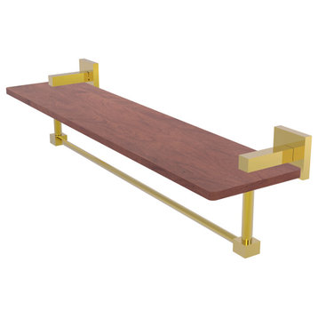 Montero 22" Solid Wood Shelf with Integrated Towel Bar, Polished Brass