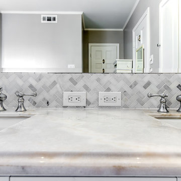 Classic Carrara Marble Master Bathroom