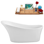 Streamline - 63" Streamline N-460-63FSWH-FM Soaking Freestanding Tub With Internal Drain - This Streamline 63" modern freestanding slipper tub can hold up to 61gallons of water. It's sleek shape and glossy white finish will add a luxurious feel to any bathroom. This tub is designed with an internal to save space and keep its sleek look. FREE Bamboo Bathtub Caddy Included in Purchase!
