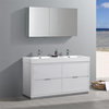 Fresca Valencia 60" Bathroom Vanity with Medicine Cabinet in Glossy White