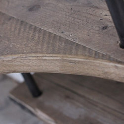 Brooks Reclaimed Scaffolding Board Curved Desk & Shelves with Pipe Supports - Desks & Writing Bureaus