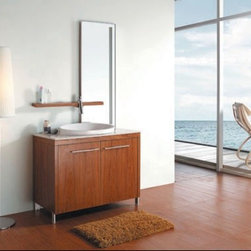 39.5" Modern Single Bathroom Vanity Set - Natural Thai Teak Finished VM-V15113 - Bathroom Vanities And Sink Consoles