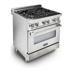 Gas Burner/Electric Oven Range, Stainless Steel, 30"