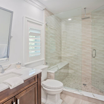 Contemporary Bathroom with Walk-In Glass Shower and Custom Vanity Design