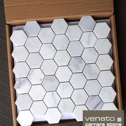$11.75SF Hexagon 2x2" Carrara Venato Marble Tile - Tile