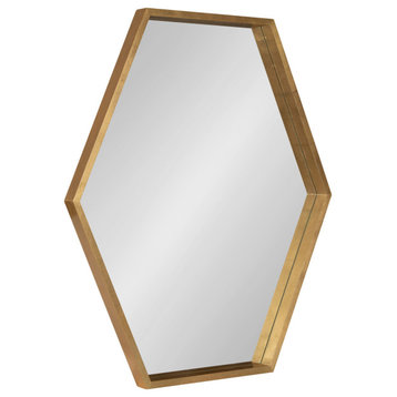 Travis Hexagon Framed Wall Mirror, Gold 26x30
