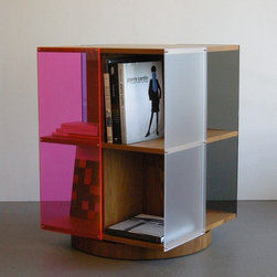 Page Turner Rotating Bookcase - Teak & Acrylic - Bookcases