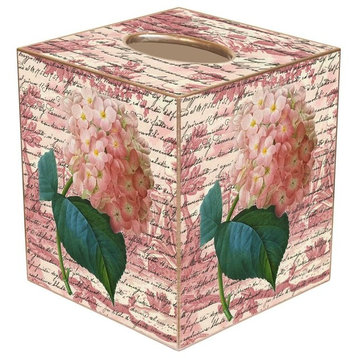 TB295-Pink Hydrangea on Rose Toile Tissue Box Cover