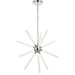 Elegant Lighting - Elegant Lighting 5300D32C Vega - 34.42" 36W 12 LED Pendant - Immerse yourself in the beautiful Vega pendant lamp in a sleek chrome finish. The intrigue of the light shining through the clear rods make it seem as if the entire fixture is glittering and will have you and your guests gazing in awe. Just as a star in the midnight sky, this pendant will surely shine brightly in your home, guiding you to your location.  Multi-sided with an unique appearance and distinctive lighting Illumination comes from a dimmable, integrated LED bulb Cylinder shaped shade minimum hanging height is 33 inch; maximum hanging height is 77 inch Chrome finish adjustable chain up to 60 inch Bulb wattage:3W; Max wattage:36W Dry location rated lighting, modern lights, chandelier, indoor lighting.  Kitchen/Living Room/Dining Room/Bar 1 Years Clear 28 20,000 Hours Mounting Direction: Any Direction Assembly Required: Yes Canopy Included: Yes Shade Included: Yes Dimable: YesVega 34.42" 36W 12 LED Pendant Chrome Clear Crystal *UL Approved: YES *Energy Star Qualified: n/a *ADA Certified: n/a *Number of Lights: Lamp: 12-*Wattage:3w LED bulb(s) *Bulb Included:Yes *Bulb Type:LED *Finish Type:Chrome