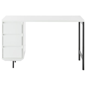 Edvin Desk in Matte White with Matte Black Frame and Legs