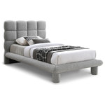 Meridian Furniture - Deco Boucle Fabric Upholstered Full Bed, Gray, Twin - Go for an eye-grabbing bedroom rehab when you add this Deco boucle fabric full bed to the mix. This bed features sumptuous rich grey boucle fabric upholstery on its headboard, rails, and feet for a wow-inducing look in your space. Deep channel biscuit tufting adds pillowy softness to your back and neck when you're propped up reading or watching TV. The neutral color makes for seamless integration of this bed with your existing furnishings.