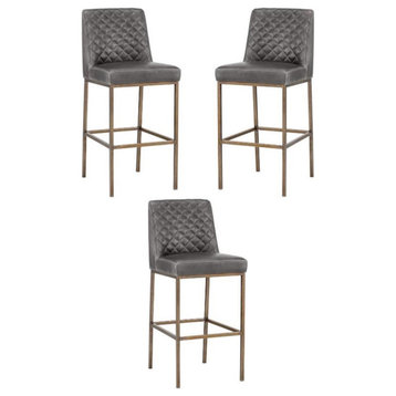 Home Square Leighland 30" Transitional Barstool in Light & Dark Gray - Set of 3