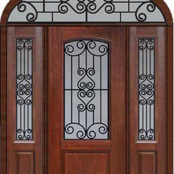 Prehung Side lights-Transom Door 80 Fiberglass Verona Arch Lite - Front Doors