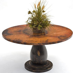Copper Dining Table - Wood Pedestal Base - Dining Tables