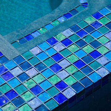 Blue and Green Mix Glass Tiled Pool
