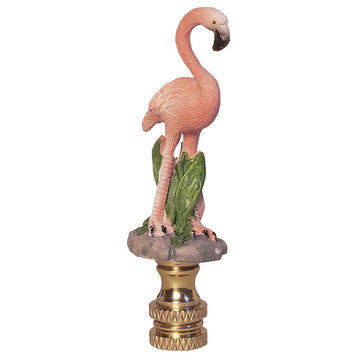 Pink Flamingo Lamp Finial 3.25"h Painted Resin Body