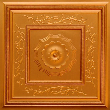 24"x24" Faux Tin Ceiling Tiles, Glue-up or Drop-in, Set of 6, Gold